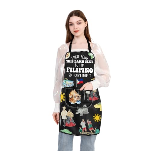 PLITI Filipino Apron With Pockets Filipino Travel Gift Philippine Souvenirs Gift Philippine Trip Gift Philippine Lover Gift (Filipino APU)