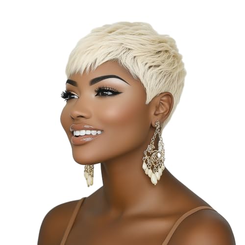 DOcute Blonde Short Pixie Wigs for Black Women Short Wigs for Black Women Pixie Black Women Wigs (Blonde)