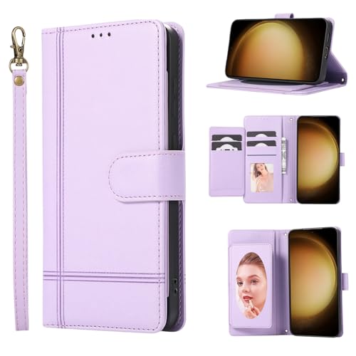 Étui portefeuille Samsung S25 FE Wuhaizher en cuir violet avec fermeture magnétique