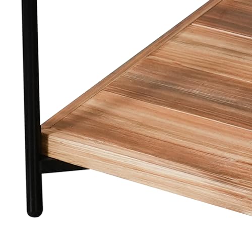 CONSDAN StoneCreek Solid Fir Wood Side Table - Metal Frame, 2-Tier End Table for Living Room/Bedroom/Office, 23\" Square Night Stand, Accent Table - Thumbnail 6