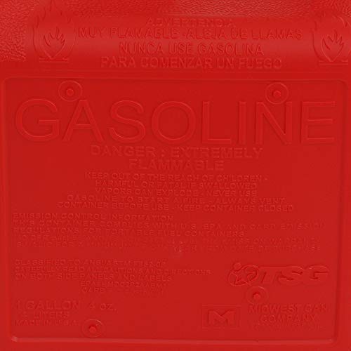Midwest Can 1100 Red Plastic Gas Can (1 gallon) - Thumbnail 4
