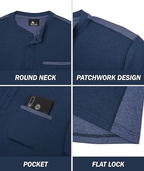 ZITY Men's Henley Shirt Long Sleeve with Pocket Classic Casual Shirt for Men Fashion Pullover Tee Shirts - Image 4