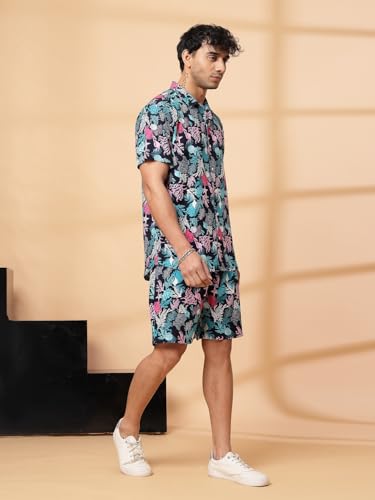 Image of Rigo Printed Co-Ord Set for Men's | Casual Shirt & Shorts Night Suit Set | Lounge-wear Nightdress Pajama Set for Men's | Night Wear, Beach Wear, Vacation Wear Outfit
