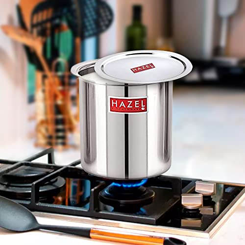 Image of HAZEL Steel Milk Pot with Lid|1800 ml Stainless Steel Milk Boiler Container|Milk Boiling Vessel Gunj for Kitchen, 2 count, Silver