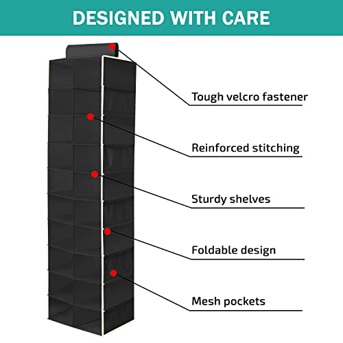 Tidy Zebra Hat Rack 20 Shelves Hanging Closet Organizer For Hat Storage, Display & Organization - Compact Vertical Shelf System For Ball Caps, Best Hat Holder- Baseball Accessories Gift For Men! #TOP1