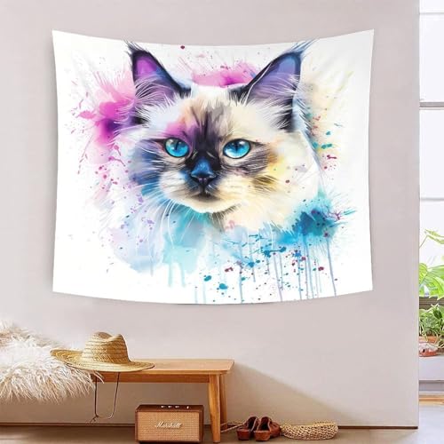 Tapisserie murale effet 3D chat pour une ambiance apaisante de chambre et salon