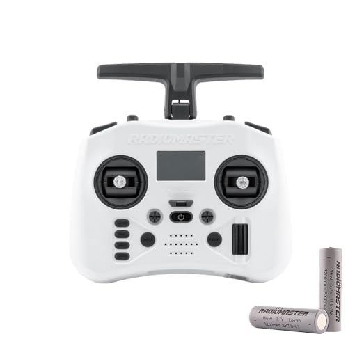 Radiomaster Pocket Crush 2.4GHz ELRS Hall Gimbal Transmitter Remote Control Portable Lightweight Foldable Antenna Mode 2 (Frost White with 18650)