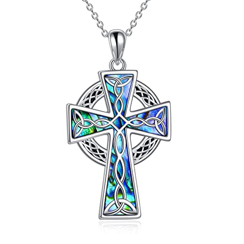 YFN Cross Necklace 925 Sterling Silver Celtic Knot Cross Infinity Heart Love Pendant Necklace 18