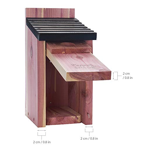 Copper Spade Cedar Bluebird House, Blue Bird Nesting Box With Fledgling Grooves, No Perch Slant Roof And Predator Guard #TOP4