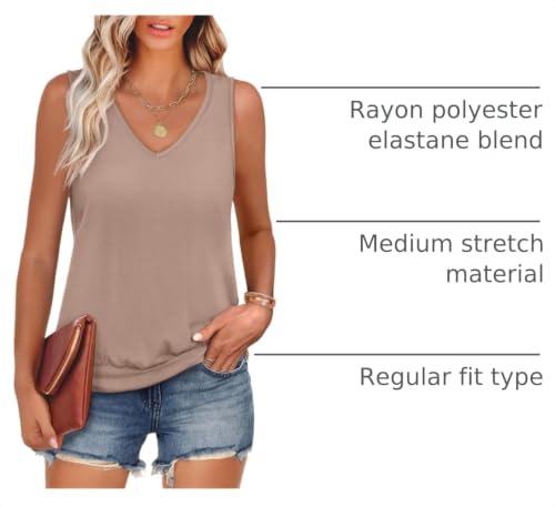 Image of ANRABESS Women Tank Tops Summer V Neck Sleeveless Casual Loose Fit Cute Cami Basic T Shirts Solid Tees 2026 Trendy Outfits
