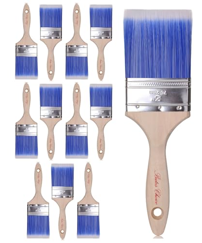 Bates- Paint Brushes 3-Inch 12 Pack Treated Wood Handle Paint Brushes for Walls Stain Brush Wall Paint Brushes Furniture Paint Brush Paint Brushes for Painting Walls Painting Brush
