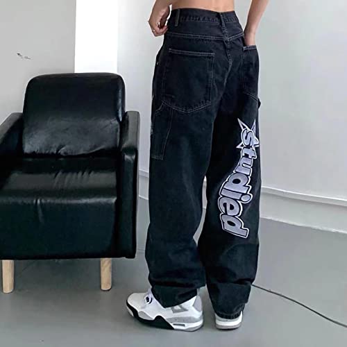 Hip Hop jeans para homens - Roupas casuais Calças Jeans | Cargo Jeans Masculino Hip-Hop Y2K Estilo P