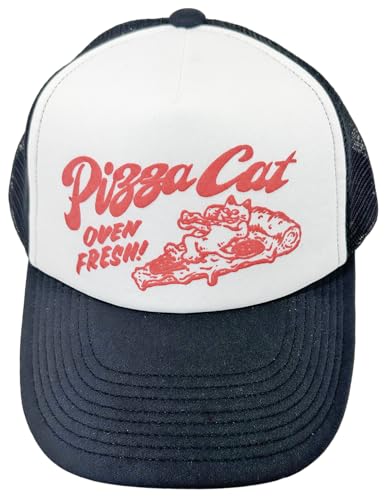 SOME PINSTRIPING アメリカン メッシュキャップ コラボ商品 ネコ バイク 車 イラスト 帽子 メンズ レディース (JP, 58.0 cm, BLK/WHT/PIZZA(RED)) - SIDE TRIP - 商品画像