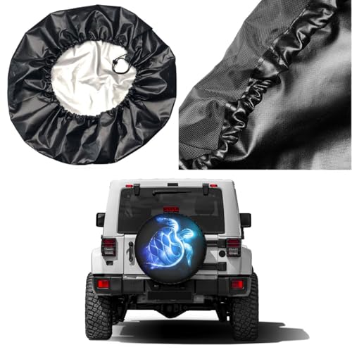 Image of Blue Sea Turtle Pattern Spare Tire Cover Dust-Proof Wheel Tire Cover Fit Trailer, RV, SUV and Many Vehicle 16 Inch