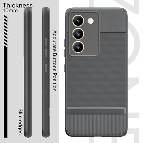 Image of Pikkme Back Cover for Vivo T3 5G / Vivo Y200e 5G Camera Protection 3D Hexa Cube Design Silicone Protective Bumper Case (Grey)