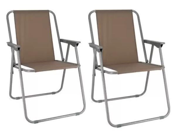 GREATOOL Silla de Playa Plegable con Reposabrazos, 75 x 53 x 43cm, Silla de Playa Plegable, Silla Ideal para Playa, Jardín, Terraza (Marrón, 1 Unidad)