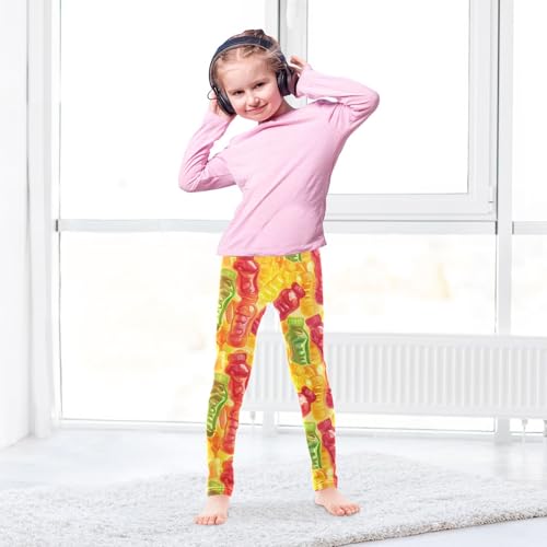 Gummy Bottles Girls Leggings,Workout Leggings for Girls Toddler Athletic Legging Size for 3-10T4