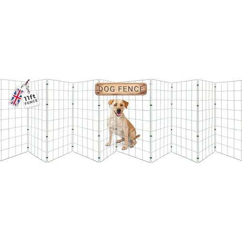 Conka Pets – Outdoor Dog Fence – Wire Garden Barrier for All Sized Dogs – 1 Metre High – 10cmx12cm Mesh Stops Dogs from Jumping - Portable, Strong, Durable and Foldable - Covers 11ft/3.4 Metre Gap