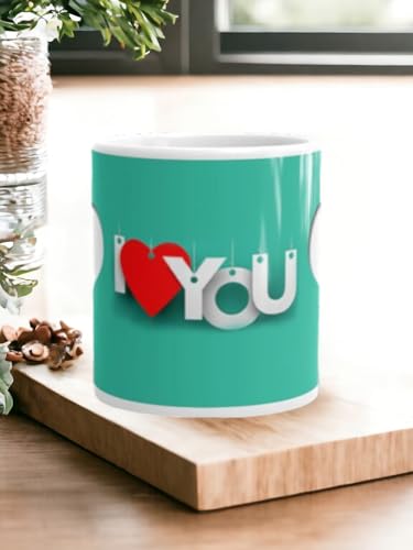 Image of Better Gift Flowers I Love U Double Heart Coffee Mug, Round Shaped Multicolor Themed Coffee Mugs, Mug for Gifting, Gifting Items for Family, Friends & Closed Ones
