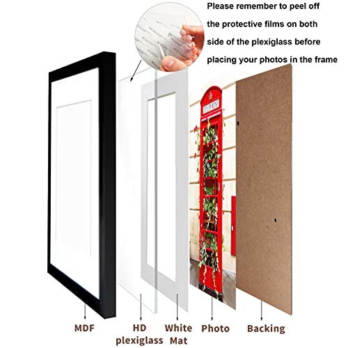 SESEAT 11x14 Picture Frame Black, Display Pictures 8x10 with Mat or 11x14 without Mat,Photo Frames Wall Gallery, 1 Pack - Thumbnail 4