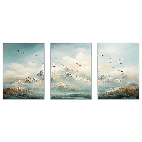 SHYAMIC Abstract Canvas Wall Art, Azul, oro Large Canvas Prints Abstract Picture Poster Wall Art for Living Room Bedroom Bathroom Wall Decor, Modern Artwork   20x30cmx3 Sin marco