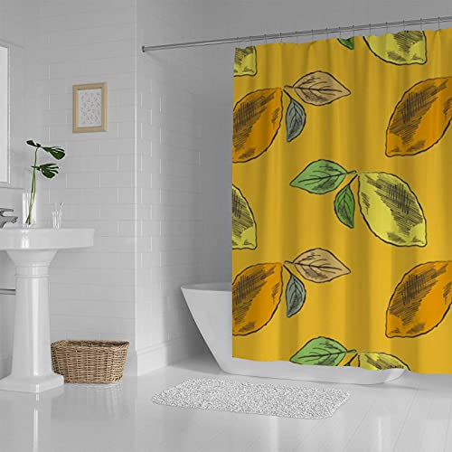 Rideau de douche de qualité supérieure en polyester jaune citron durable CHEHONG - 4