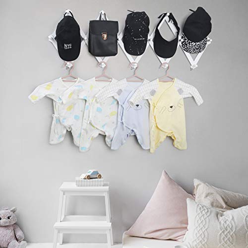 WEBI Accordian Wall Hanger,Expandable Wooden Coat Rack Wall Mounted,Hat Rack for Wall,Accordion Wall Rack for Hats,Caps,16 Peg Hooks,White - Thumbnail 4