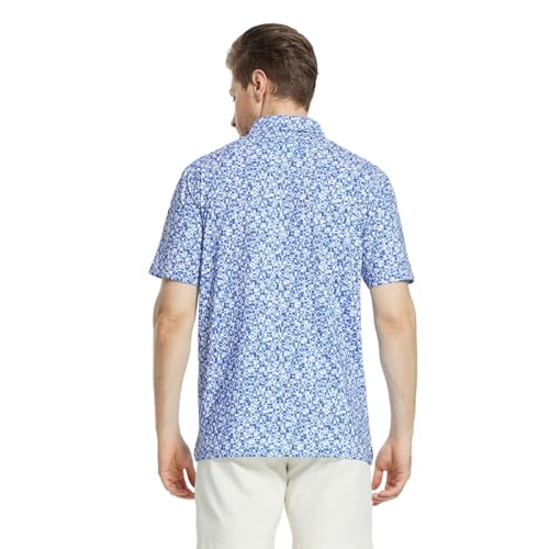 Image of M MAELREG Mens Golf Shirt Short Sleeve Dry Fit Print Moisture Wicking Performance Patterns Collared Polo Shirt