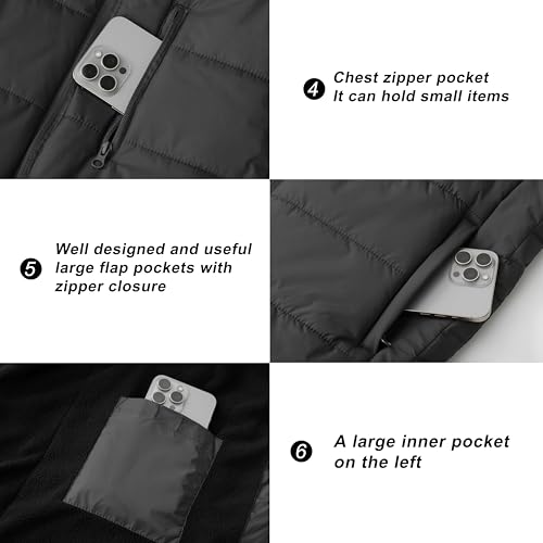 Image of VtuAOL Men's Puffer Vest Outdoor Padded Vest Softshell Outerwear Vest for Travel Hiking