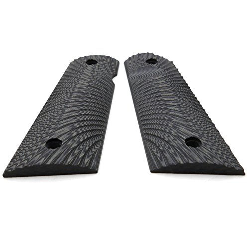 Cool Hand 1911 Grips, Magwell Cut, Full Size(Government/Commander), Sunburst Texture,G10, Ambi Safety Cut Grey/Black