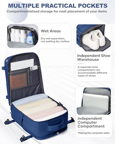 Image of coowoz Travel Backpack Carry On for Women Man Gym Backpacks with Laptop Compartment Mochila de Viaje Teacher Personal Item Backpack Airplane Accessories Must Haves Royal Blue Small