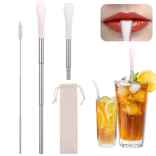 OUTXE Collapsible Reusable Stainless Steel Drinking Straws