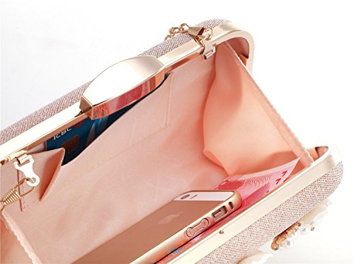 INOVERA (LABEL) Women's Glitter Floral Rhinestone Beaded Evening Party Clutch Wedding Bag Wallet - Image 3