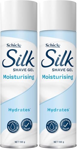 Schick - Silk Moisturising Foaming Shave Gel | 198g | Hydrating | Smooth |Vitamin E and Provitamin B5 | Dermatologist Tested | Optimal Razor Glide on Skin | Comfortable Shave Experience | (Pack of 2)