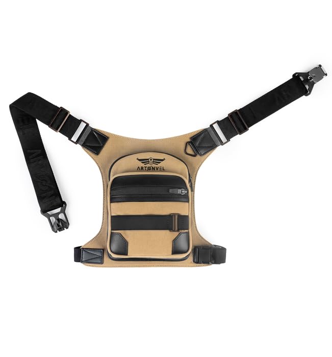 Artonval – Bolsa de pierna para moto, lona militar, ultra resistente, piel de vaca completa, estilo vintage, impermeable y ligero, bolsa ajustable, ergonómica, duradera – 3 años de garantía, beige,
