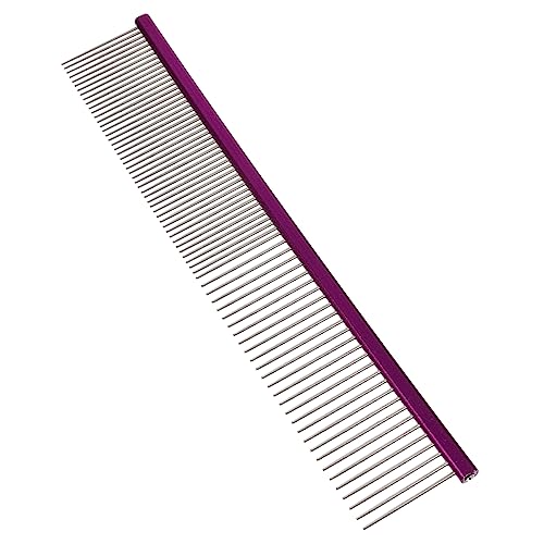 GALPADA Pet Comb Pet Grooming Hair Comb Grooming Tool for Dogs Gentle Dog Brush Stainless Steel Purple