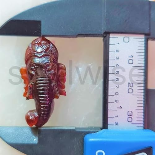 Image of SOULWISE Gomed Ganesha Head Idol 37 Carats Hessonite Garnet Ganesh Murti for Home Temple Vastu Spiritual Idol for Protection Desk Decor Puja Gift for Office Home