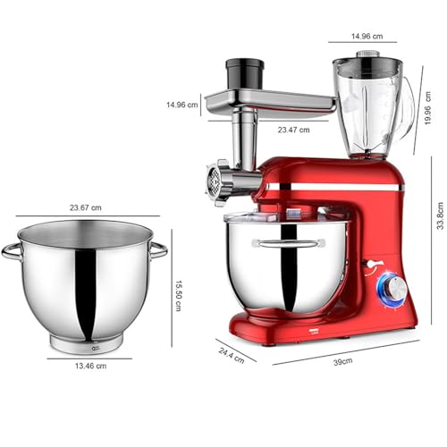 1400w Mixers For Baking, 5.5l Food Mixers For Baking With Bowl, 3 Types Of Mixers, 6 Speed Control, Splash Guard, Juice Blender, Meat Grinder, Stainless Steel Food Mixer For Kitchen black - Image 7