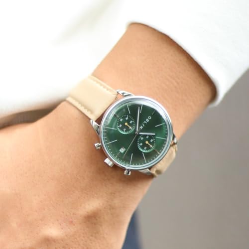 Image of Oblik Vertu Men Quartz Green Dial Chronograph Leather Watch