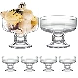 Homaisson Glass Dessert Bowls 6 Pcs, 6.8 oz Footed Crystal Trifle Bowls, Glass Dessert Cups for Ice