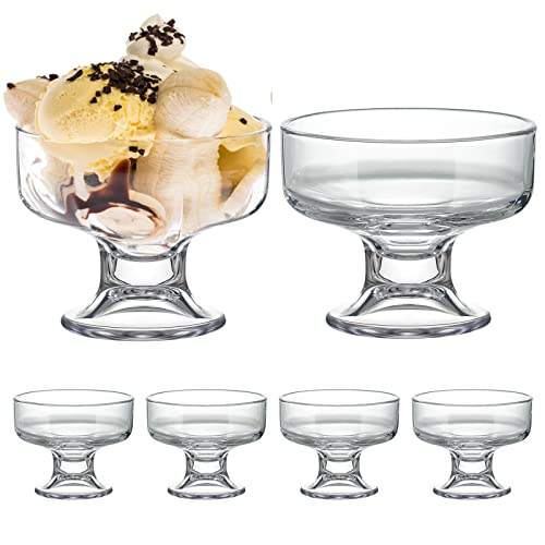 Homaisson Glass Dessert Bowls 6 Pcs, 6.8 Oz Footed Crystal Trifle Bowls, Glass Dessert Cups For Ice Cream, Sundaes, Parfait, Milkshakes, Fruits, Pudding, Snack, Cereal, Nuts, 3.9 X 3.2 In #TOP12