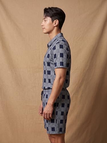 Image of Men's Printed Zip Polo Neck T-Shirt with Half Short Pant Co-ord Set Fabric, Stylish Printed Design, Comfortable Regular Fit