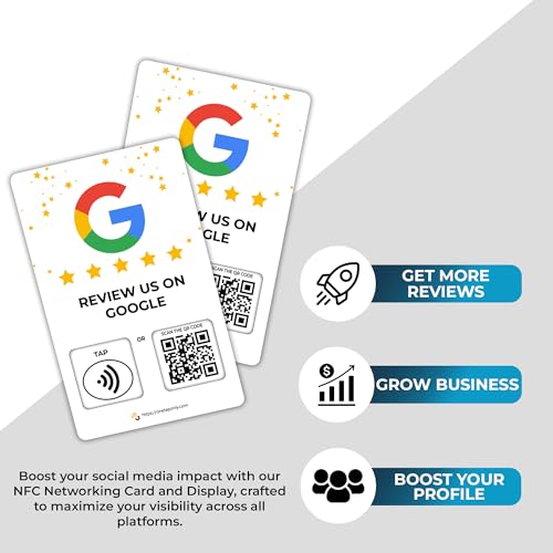 Pacote com 3 cartões NFC Google Reviews | 3 cartões Google Business Reviews | Placa de avaliação do
