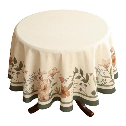 bilin gaier Designer French Round Tablecloth,Vintage Linen Shabby Chic Floral
