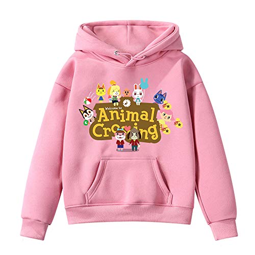 Preisvergleich Produktbild Animal Crossing Pullover Elegante Pullover Langarm Coats Freizeit Weiche Outwear Thinner Airy Hoodies All-Match-Sweatshirt for Jungen und Mädchen Junge und Mädchen (Color : Pink03, Size : 150)