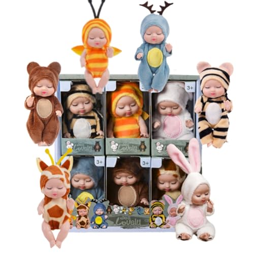 Set de 6 muñecas mini de 4 pulgadas realistas miniatura 1