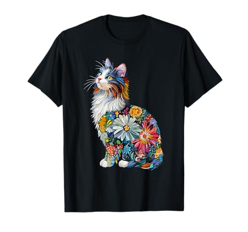 Norwegian Forest Cat Flower T-Shirt
