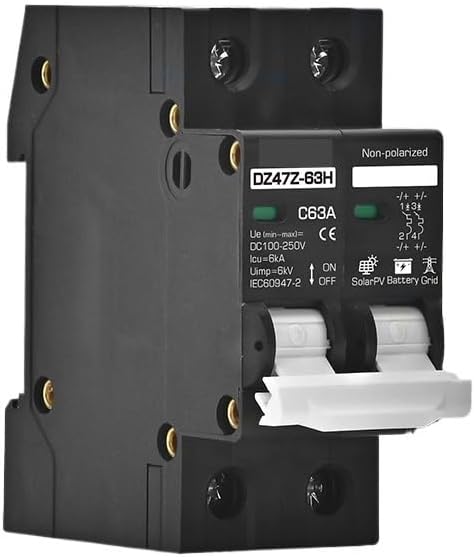 2P DC100V 150V 200V 250V 500V 1000V Voltage DC MCB Circuit Breaker 16A 20A 25A 32A 40A 50A 63A Solar Panel Battery Protector(2P DC510-1000V,50A)