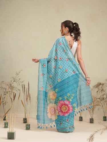 Image of Amazon Brand - Anarva Women's Kalamkari Saree With Blouse Piece