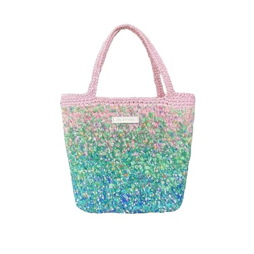 Designer Handbags for Women Knit Bag Gradient Colorful Oil Painting Print Crossbody Purses Top Handle Handbags